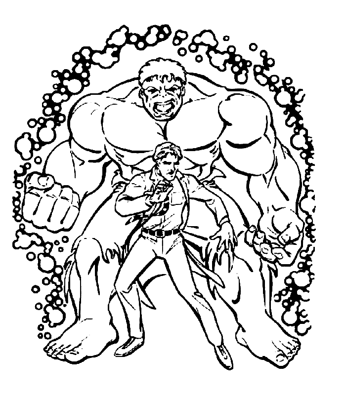 coloriage Hulk en pleine transformation